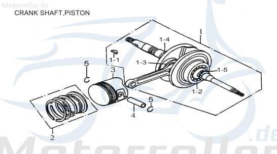 Aeon Cobra 125 Utility Kurbelwelle 125ccm 4Takt AEO-13100-119-000 Motorroller.de 17 Zähne mit Lager 152QMI GY16 125/180ccm Motorwelle Crankshaft Quad
