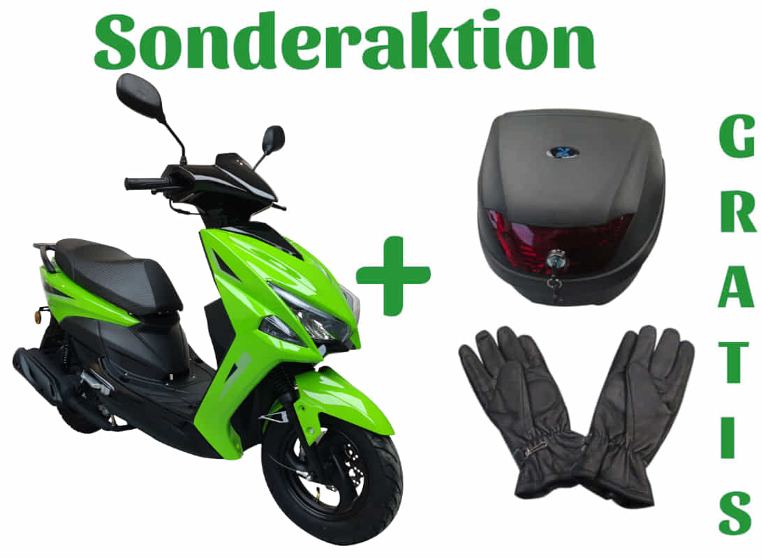 Motorroller GMX 460 Sport SF grün 25 km/h Euro 5 Mokick Scooter Roller
