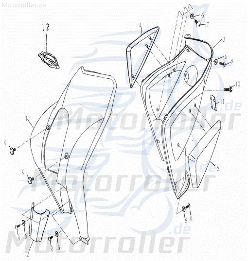 Adly Panther 50 Abdeckung Kappe 50ccm 2Takt 50151-159-000 Motorroller.de Deckel Schutz Verkleidung Platte Cover Blende Schutzhaube Scooter Ersatzteil