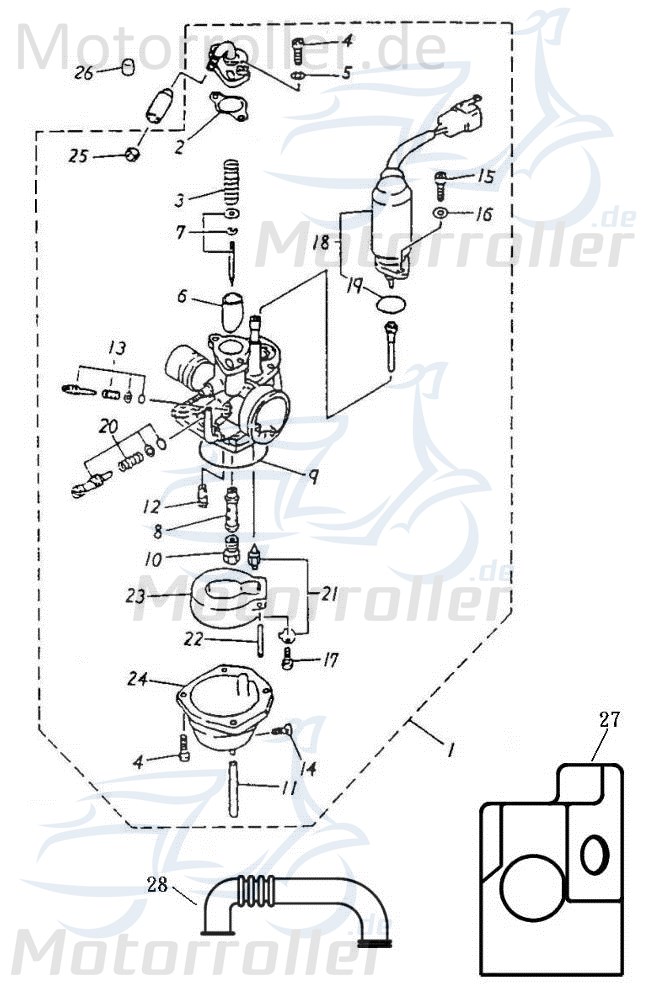 Adly Feder Gasschiebernadel Gasschiebernadelfeder 50ccm 2Takt Motorroller.de für TK Vergaser Minarelli liegend Quad ATV ATV 50 II Utility XXL AC UTV