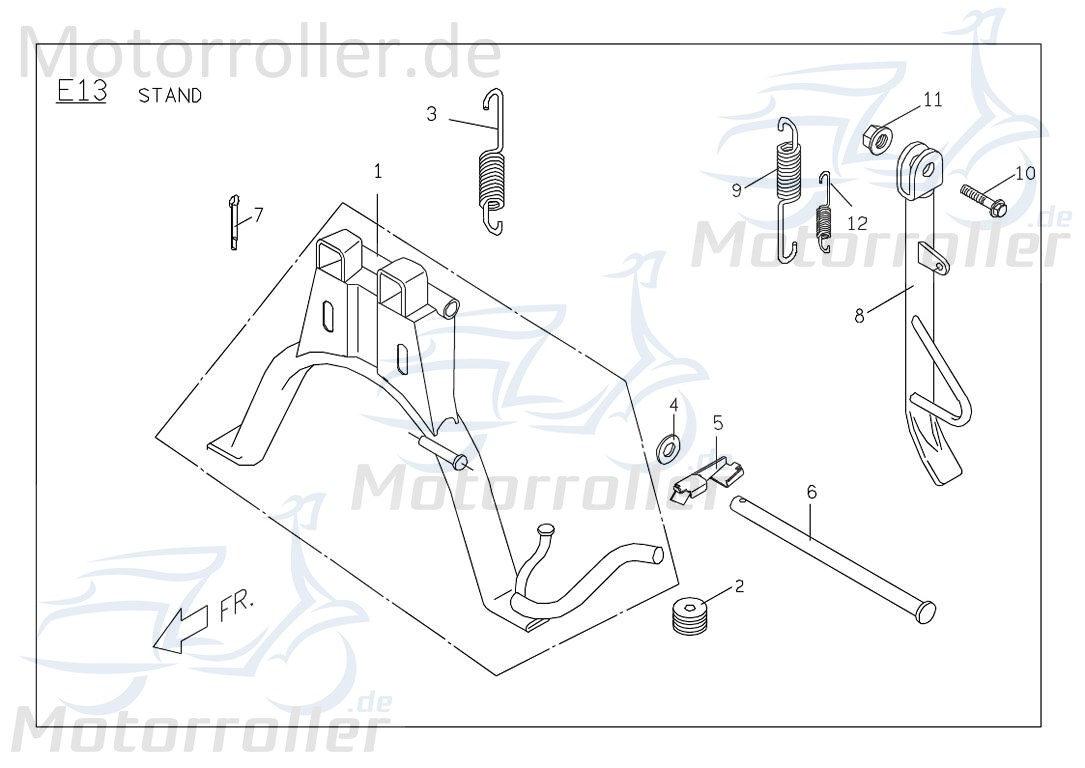 PGO Rodoshow 50 Seitenständer schwarz Roller-Ständer Scooter 50ccm 2Takt P5462002600 Motorroller.de Rollerständer Seiten-Ständer Nebenständer Service