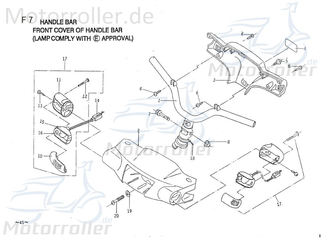 Hintere Lenkerverkleidung Abdeckung Deckel B0E1610020A