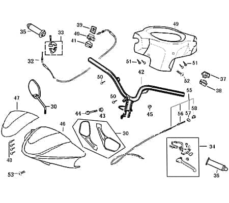 Kreidler MONZA 50 Race Urban Bremszug 50ccm 4Takt 43450-KY-9000 Motorroller.de Bowdenzug Bremsleitung Seilzug Bautenzug Bremsseil Bremskabel Brems-Zug