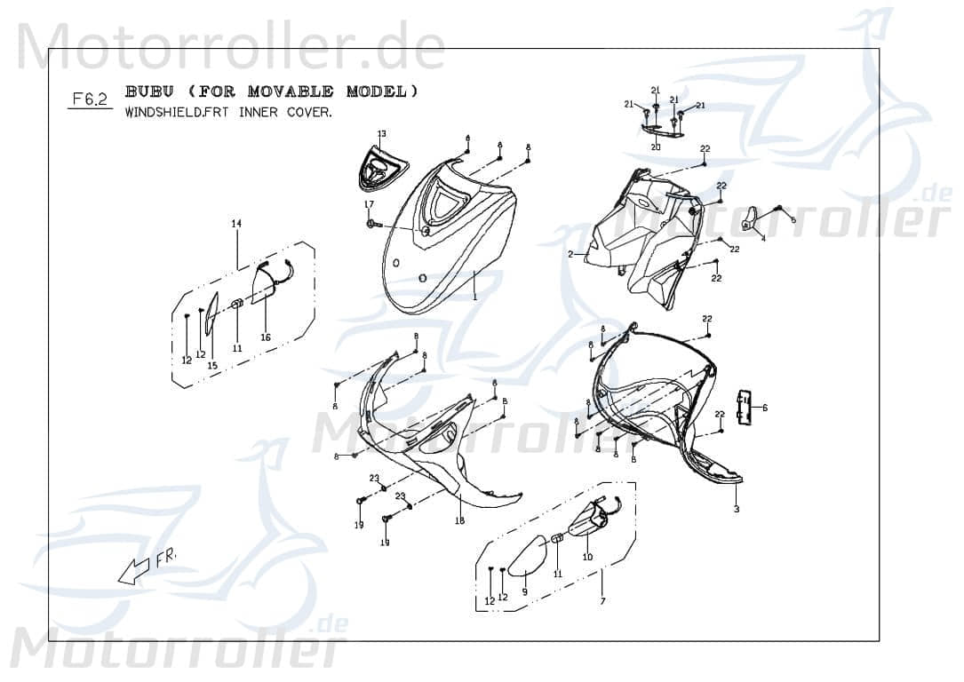 PGO Standlichtverkleidung links weiß Ligero RS 125 Abdeckung P566C0200003 Motorroller.de Deckel Ligero RS 50 Mokick Ersatzteil Service Inpektion