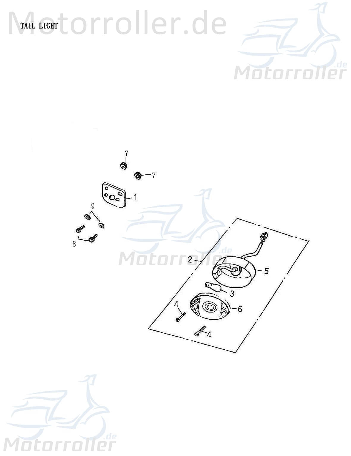 Adly Rücklicht E-Marke ATV 50 II Utility XXL AC 50ccm 2Takt Motorroller.de Rückstrahler Rück-Leuchte Rückleuchteneinheit Rückleuchten-Einheit Quad UTV