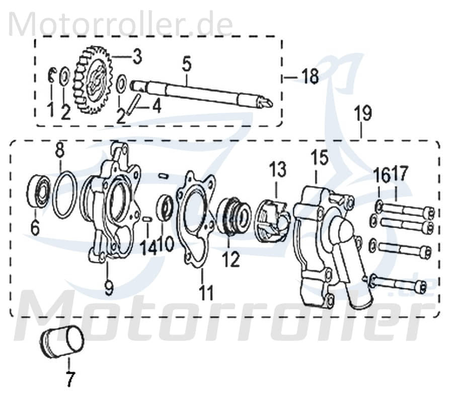 Jonway Insignio 250 DD Antrieb Komplett 250ccm 4Takt 750616 Motorroller.de Wasserpumpe Antriebssatz 250ccm-4Takt Scooter Ersatzteil Service Inpektion