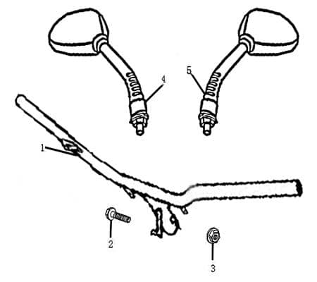 Rückspiegel links schwarz l=340mm M8x1-25 700562