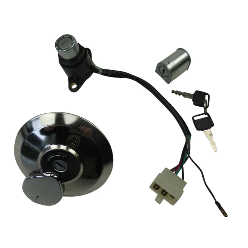 Chunlan Chopper Schlosssatz 125ccm 4Takt ABB-04-NO.-01 Motorroller.de Tankverschluss Tank-Verschluss Tank-Deckel Schloss-Set Zünd-Schloss 244FM Moped