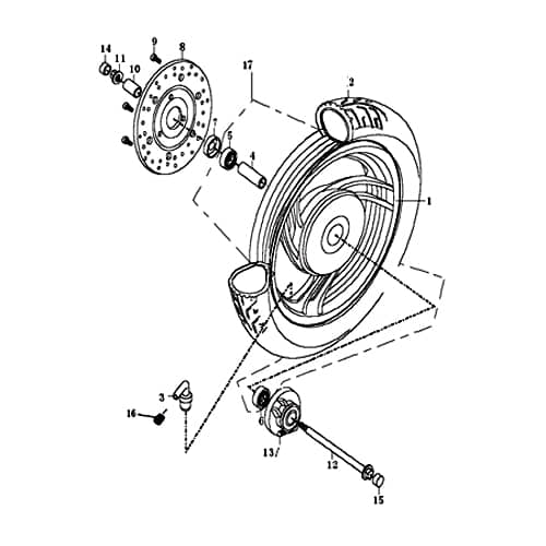Felge Vorderrad 6-Speichen 2.15XJ10 Rad 1040101-1(128)