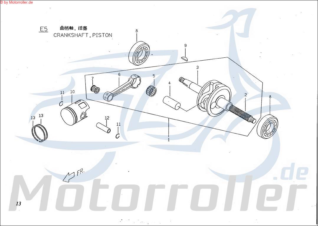 PGO Big Max 90 Kolben 90ccm-2Takt Piston Motorkolben Roller 90ccm 2Takt E9067010000 Motorroller.de PGO 90ccm-2Takt Scooter Ersatzteil Service