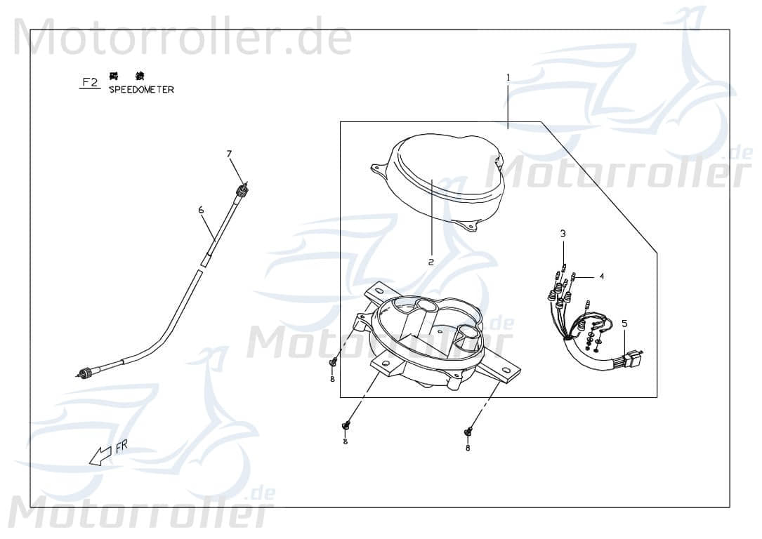 Deckel Tachogehäuse P556A010000 Motorroller.de