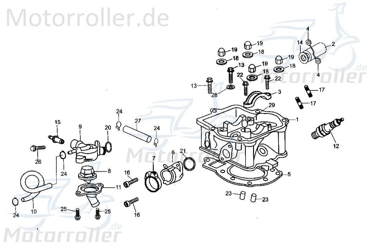 Thermostatdeckel unten Tongjian Buggy oben 250ccm 4Takt Motorroller.de 250ccm-4Takt Strassenbuggy 250 Sport Straßenbuggy 250 Ersatzteil Service