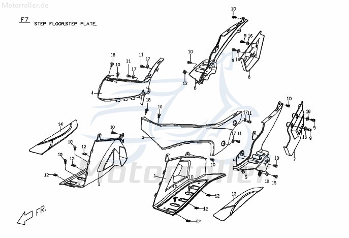 PGO Seitenverkleidung links mitte eissilber G-Max M26240117L0 Motorroller.de Seitendeckel Seitenabdeckung Seitenleiste Seitenteil Cover