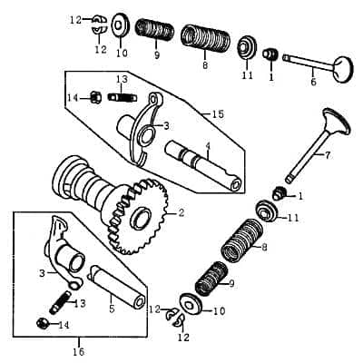 Rex RS125 Steuerwelle 125ccm 4Takt Nockenwelle Roller Motorroller.de Kipphebelwelle 152QMI YY125QT-28 125cc 4T GY6 Nocken-Welle