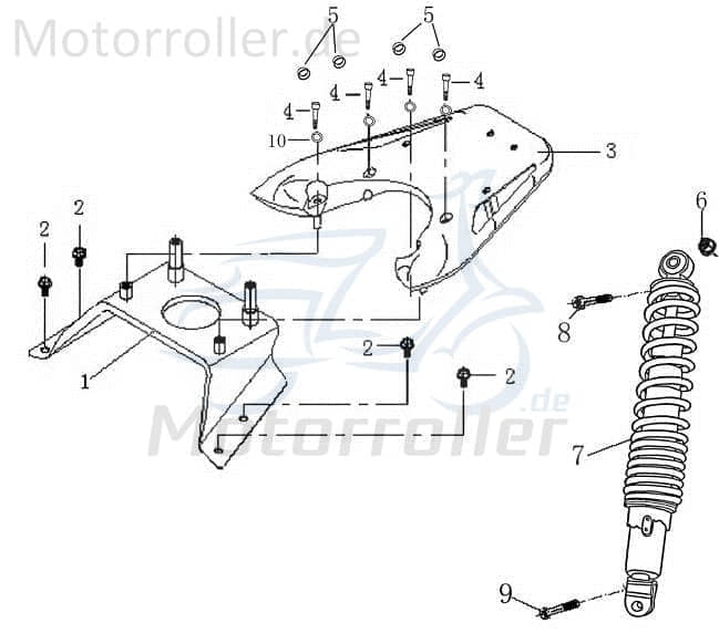 Jonway 152QMI Halter 125ccm 4Takt Befestigung Bügel Motorroller.de AGM YY125QT-28 125cc 4T GY6 Träger Halterung Haltebügel Befestigungsbügel