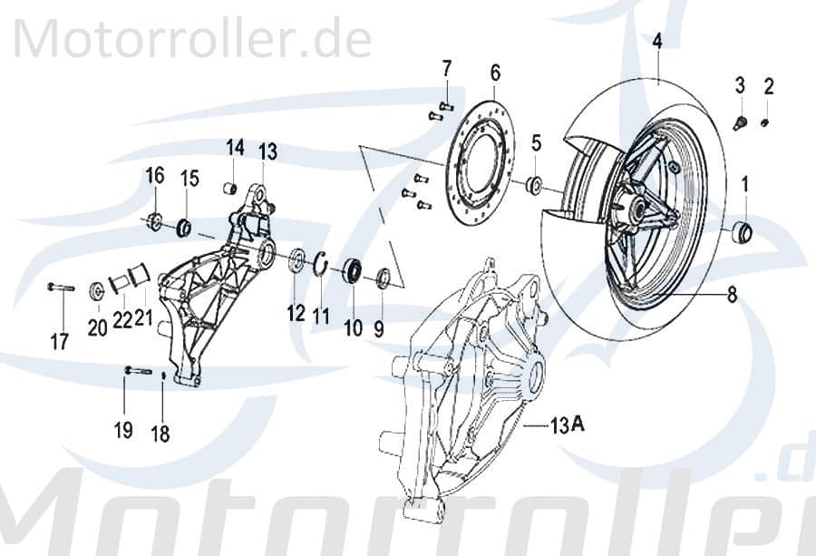 Kreidler INSIGNIO 125 DD Distanzbuchse 125ccm 4Takt 54006T740000 Motorroller.de Hinterrad Hülse Distanzhülse Distanzring Distanz-Hülse Passhülse