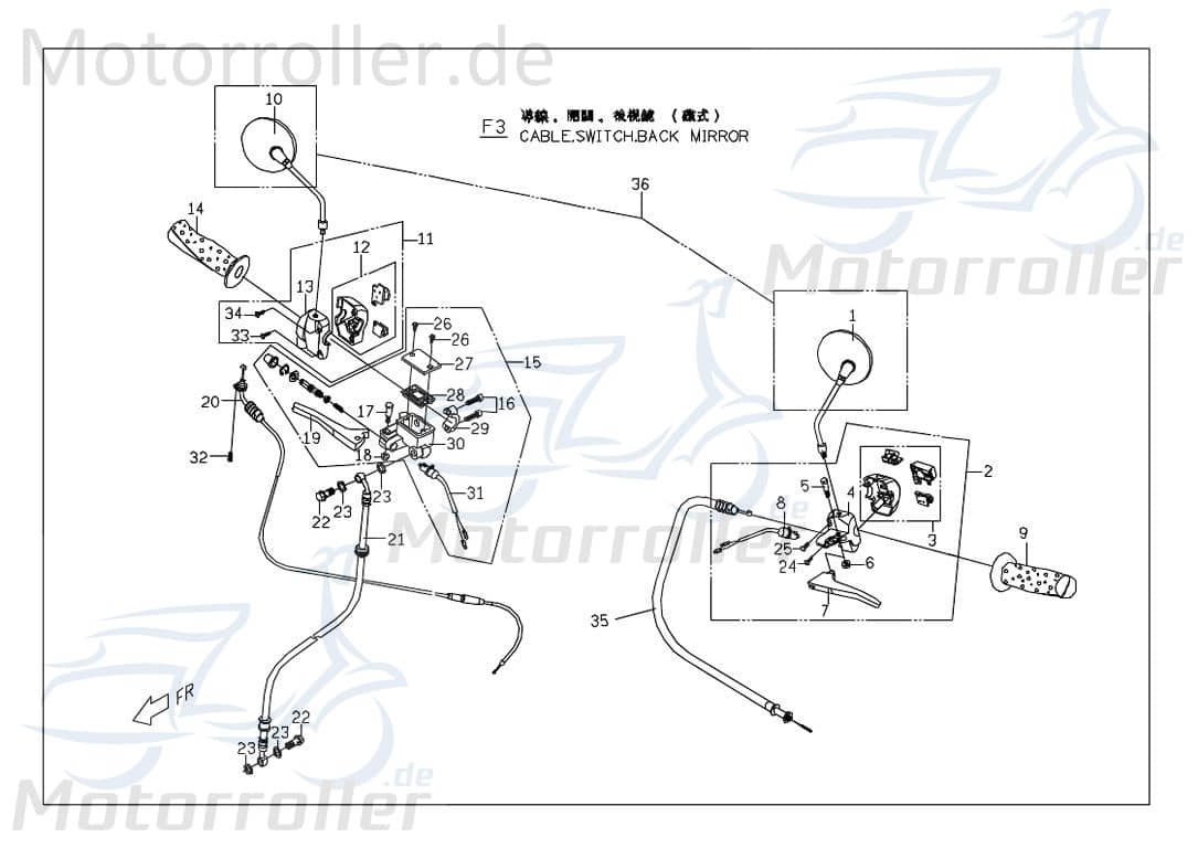 PGO Griffgummi rechts PMX 110 Lenkergriff Handgriff Roller P0542000000 Motorroller.de Haltegriff Drehgriff Lenker-Griff Halte-Griff Griff-Gummi PMX 50