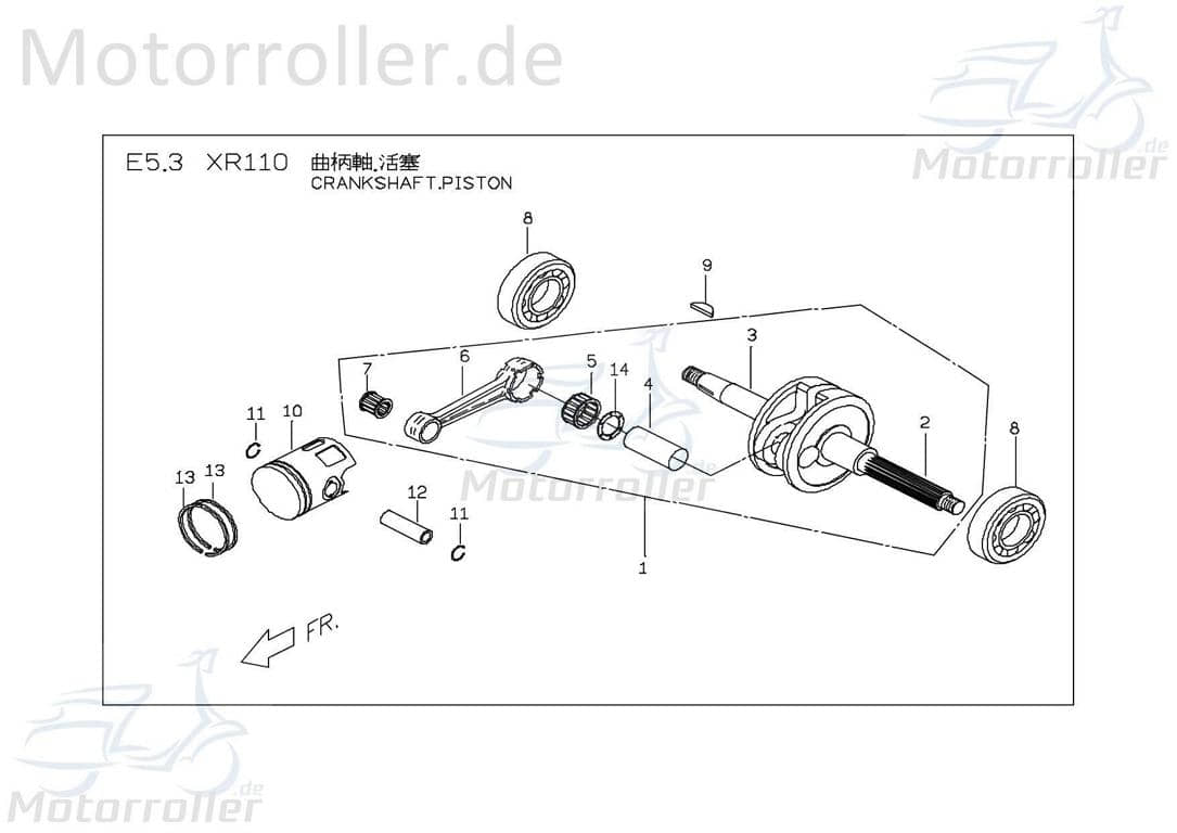 PGO X-RIDER 110 Kurbelwelle Quad ATV 50ccm 2Takt X0066000000 Motorroller.de Motorwelle Kolbenantriebswelle Crankshaft Kurbel-Welle Motor-Welle UTV
