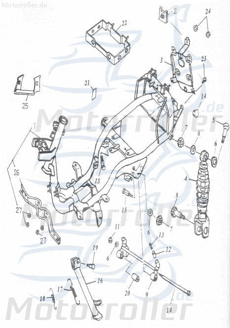 Adly Rahmen Super Sonic 50 Gestell Metallrahmen 50ccm 2Takt Motorroller.de Fahrgestell Rahmenteil Grundgerüst Fahrzeugrahmen Fahrzeuggestell Scooter