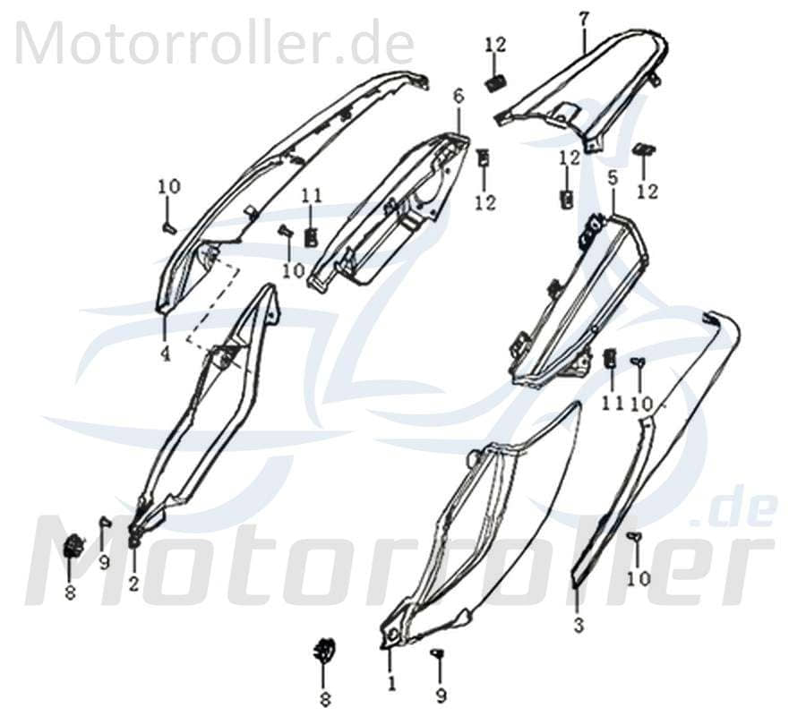 Kreidler DICE GS/SM 125 Pro Heckverkleidung Mitte PP schwarz 781202 Heckabdeckung Heckcover Verkleidung hinten