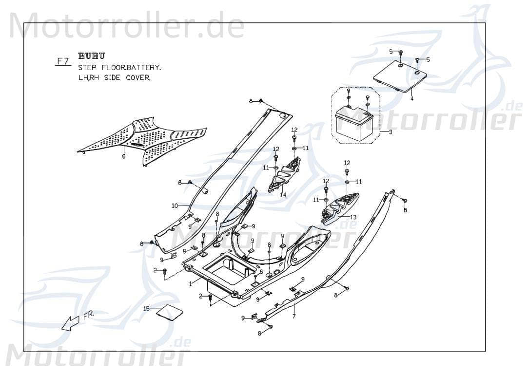 PGO Seitenverkleidung rechts Ferrari rot Ligero RS 125 P66265001J0 Motorroller.de Seitendeckel Seitenabdeckung Seitenleiste Seiten-Verkleidung Mokick