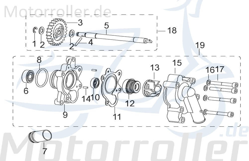 Wasserpumpe 250ccm 4Takt 279255000000 Motorroller.de Wasserumlaufpumpe 250ccm-4Takt Scooter Ersatzteil Service Inpektion