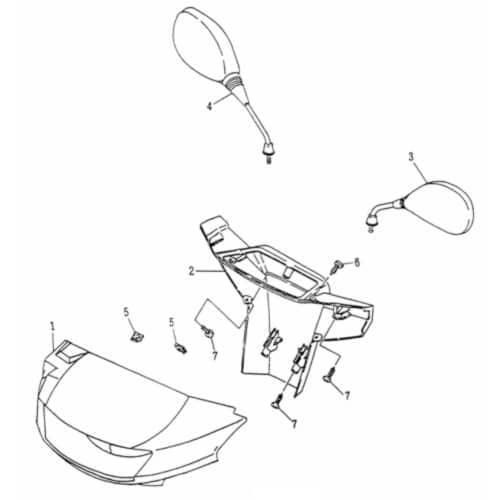 Rex 50 Scooter Scheinwerferverkleidung 50ccm 2Takt 75310 Motorroller.de schwarz Scheinwerfer-Verkleidung Lenker-Verkleidung Scheinwerferabdeckung