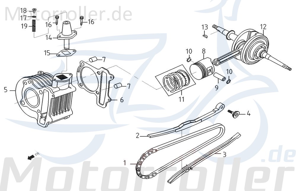 PGO Stranger 50 Steuerkettenschiene E0302 Motorroller.de Kettenführung Führungsschiene Benzhou Yiying
