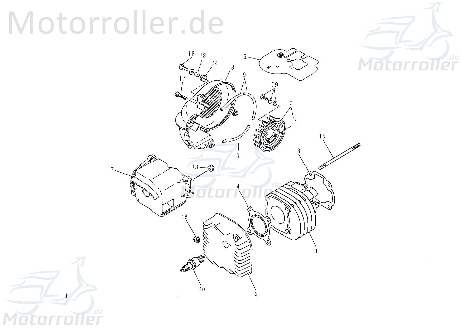 Dichtsatz Motor ECM Eppella Hussar 50 Dichtungssatz 43716 Motorroller.de Dichtungsset Dichtset Dicht-Set 1E40QMB Scooter Eppella Thunderbike TB 50