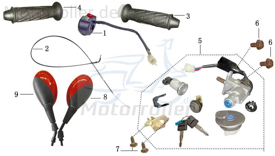 Griff links Chromkappe D22mm L=120mm YYB950QT-2-06003