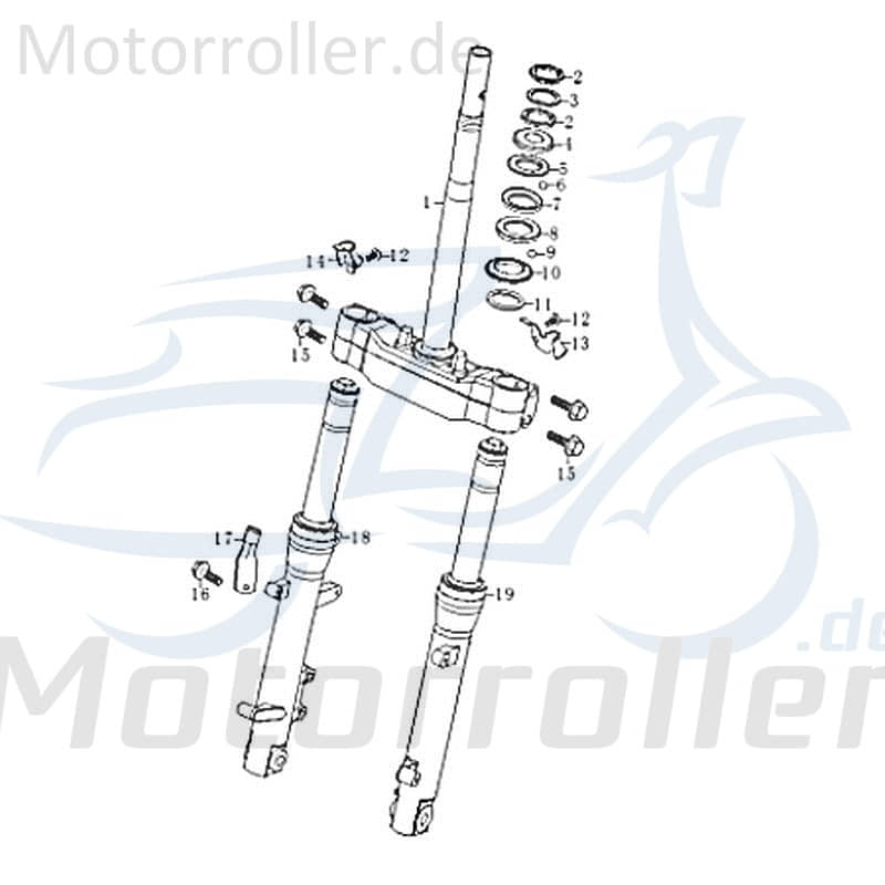 Kreidler Florett 125G Gabelbrücke Joch 125ccm 4Takt 83544 Motorroller.de Telegabel Gabel-Brücke Vorderrad-Gabel Vorderradgabel Lenkgabel Gabeljoch