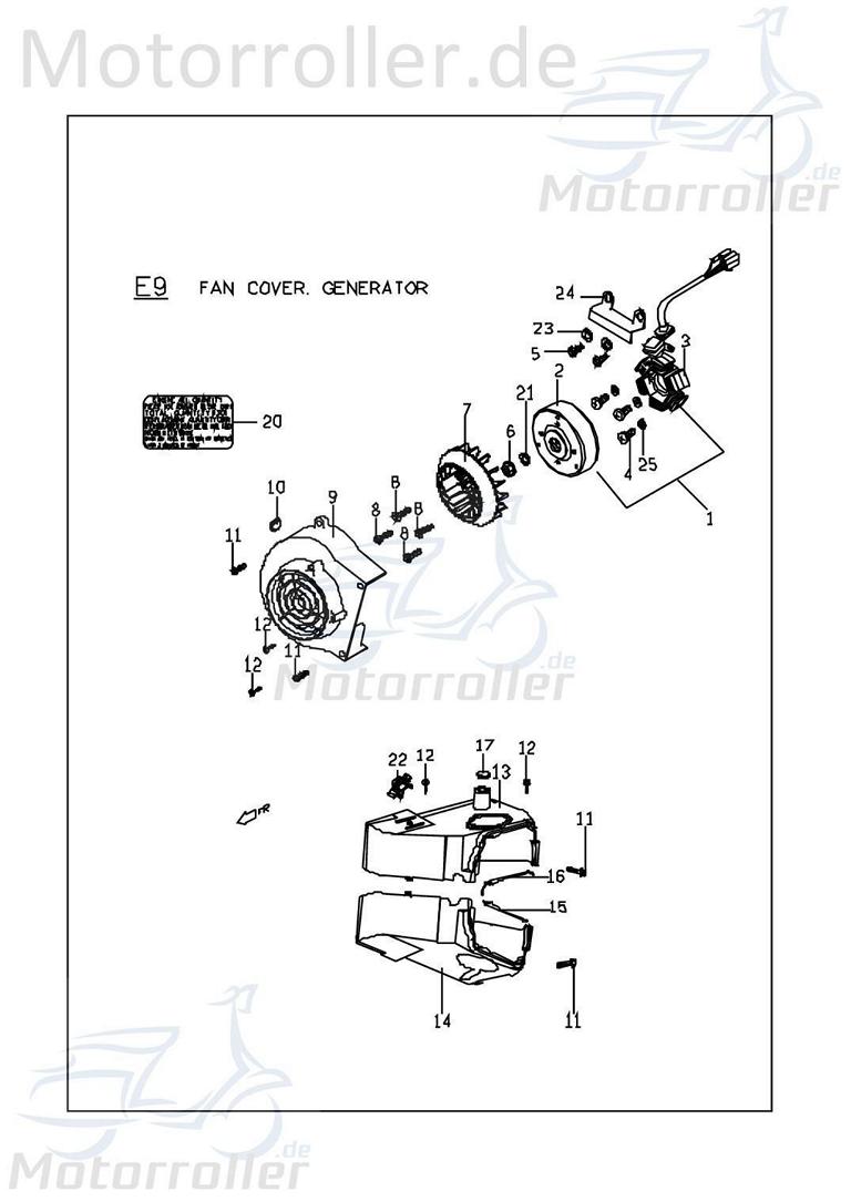PGO Bugrider 150 Kühlerhaube Kühlerabdeckung Buggy 4Takt C50422110001 Motorroller.de Zylinderverkleidung PGO Ersatzteil