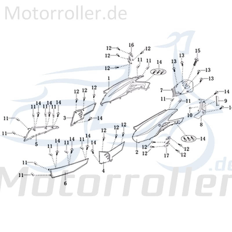 Kreidler Galactica 2.0 50 DD Dekorsatz für weiß/blaue Version 706867 Motorroller.de Aufkleber Sticker Schriftzug Emblem Heckverkleidung Original