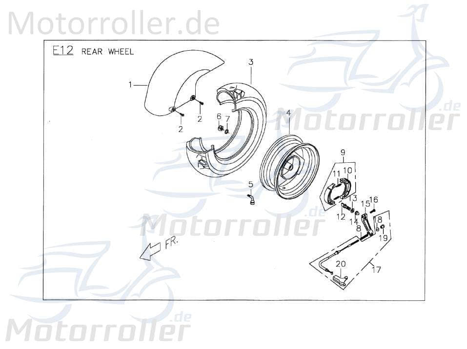 PGO Kotflügel hinten grau PMX 110 Spritzschutz Schutzblech P2634000660 Motorroller.de Schutz-Blech Radabdeckung Innenkotflügel Radlauf Radlauf-Schutz