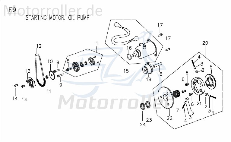 PGO Anlasserfreilauf 150ccm-4Takt G-Max 150 Starterkupplung C12430000001 Motorroller.de Anlasser-Freilauf Elektrostartfreilauf E-Starterfreilauf