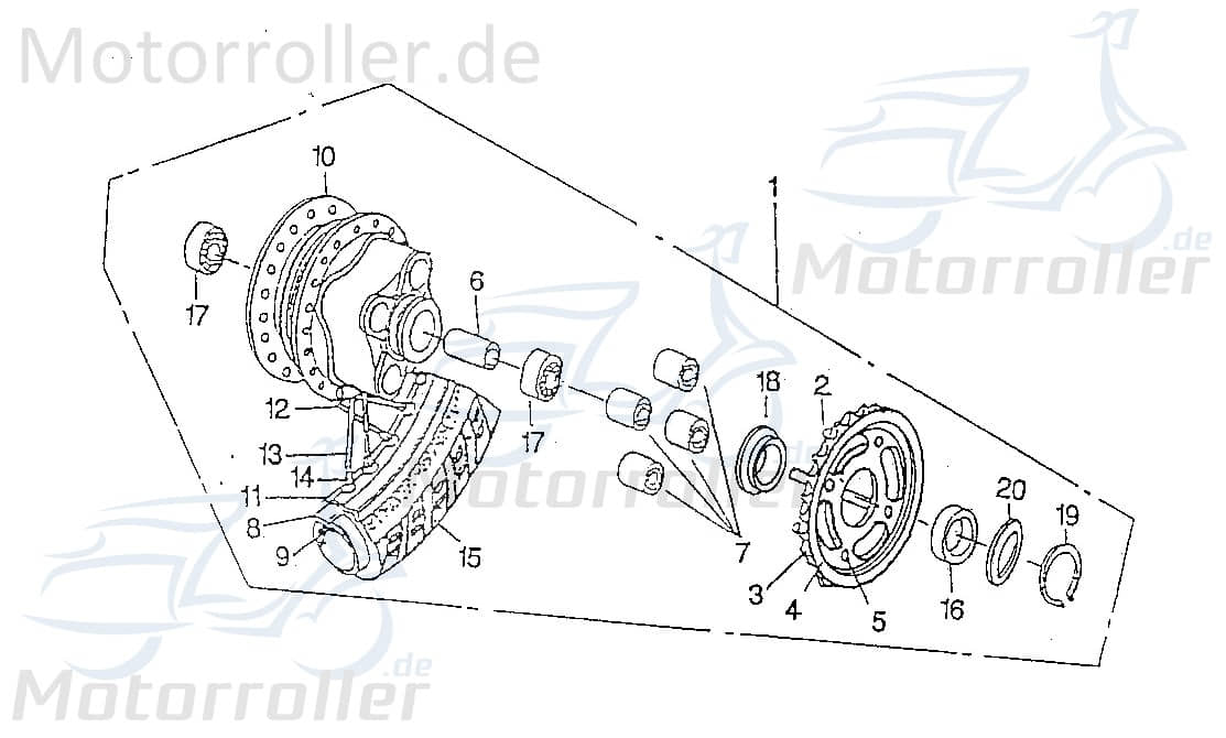 SMC Chopper 125 Kettenrad / Antriebsrad 125ccm 4Takt 42811-CHP-00 Motorroller.de 41 Zähne offene Version Ritzel Ketten-Rad Zahn-Rad Antriebs-Rad