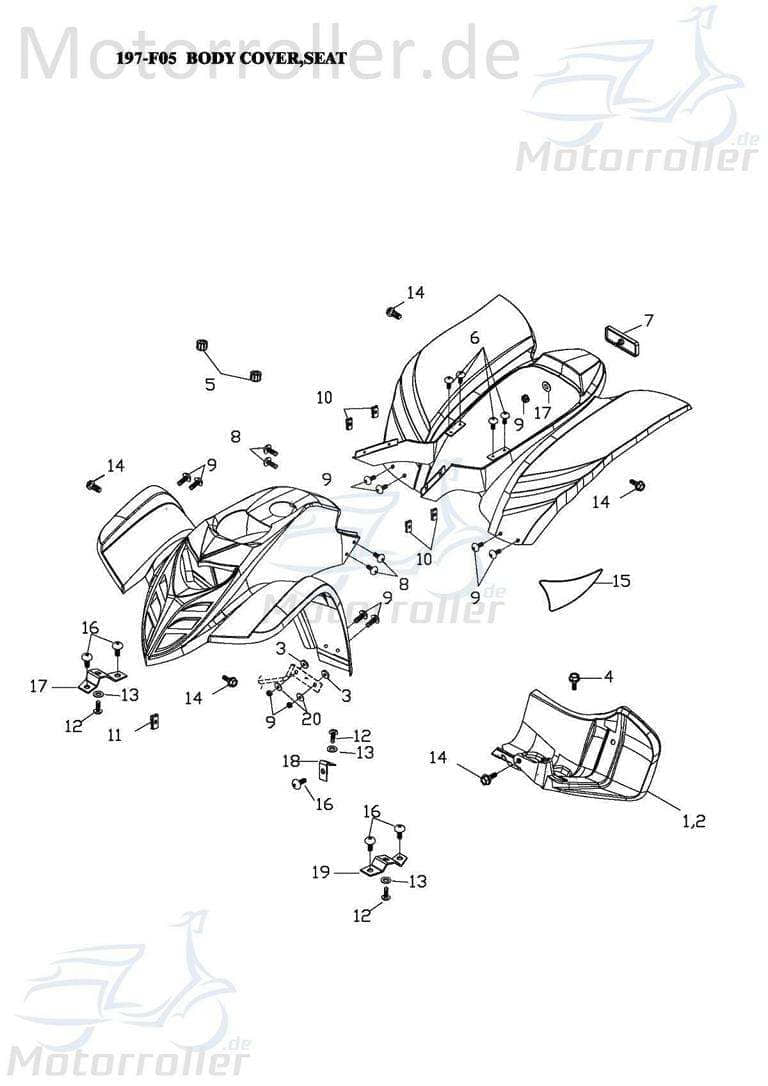 Adly Bundschraube ATV 50 II Utility XXL AC Quad 50ccm 2Takt Motorroller.de Maschinenschraube Flanschschraube Flansch-Schraube Maschinen-Schraube UTV