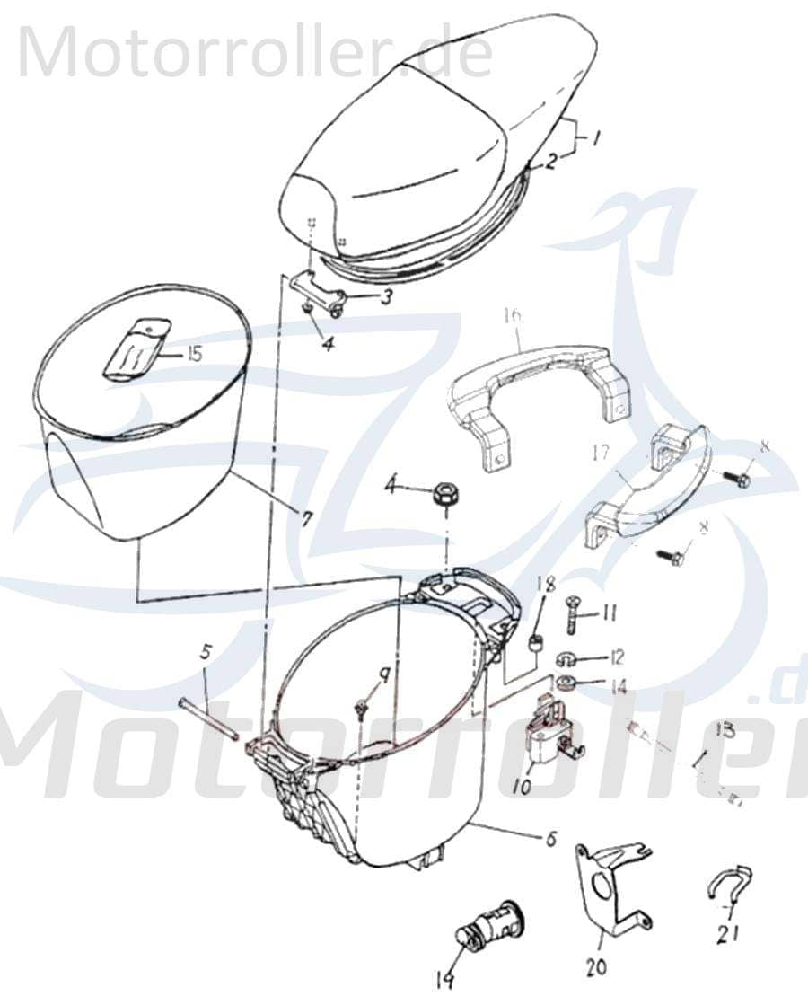 Adly Panther 50 Sitzbank Sattel 50ccm 2Takt 77200-159-00A Motorroller.de Fahrersitz Sitz-Bank Doppelsitzbank Einzelsitz Einzelsitzbank Scooter Aeon