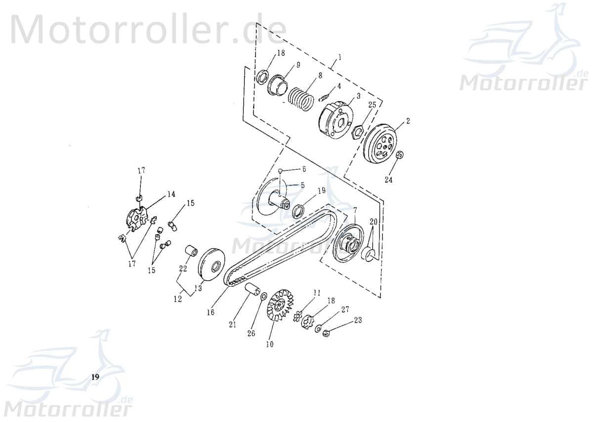Riemenscheibe außen ID 16mm AEO-22102-112-000