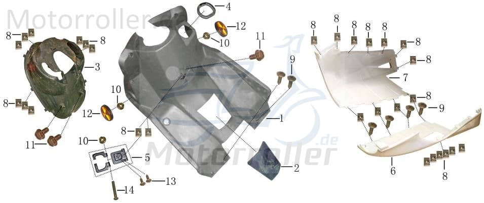 Reflektor D=56mm M5 rund gelb Baotian Strahler WY150T-3-115 Motorroller.de Rückstrahler Seitenreflektor 1E40QMB Scooter BT125T-12C1 Warrior 125 Moped
