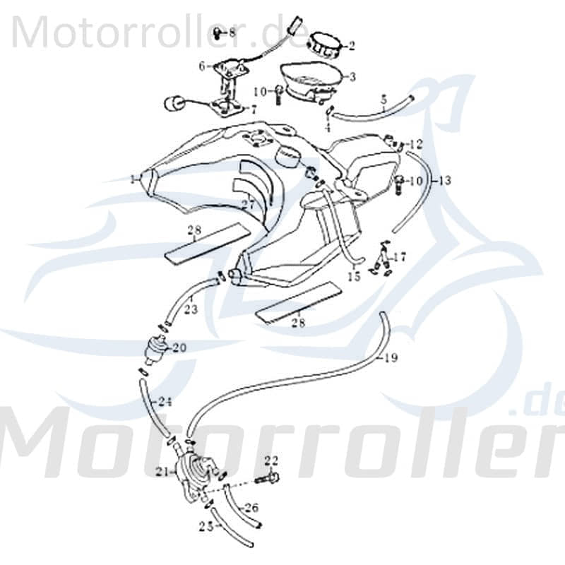 Kreidler Florett 125G Schlauch 50ccm 2Takt FIG.C23-15 Motorroller.de Gummischlauch Leitung Zuleitung Plastikschlauch Ableitung 50ccm-2Takt Motorrad