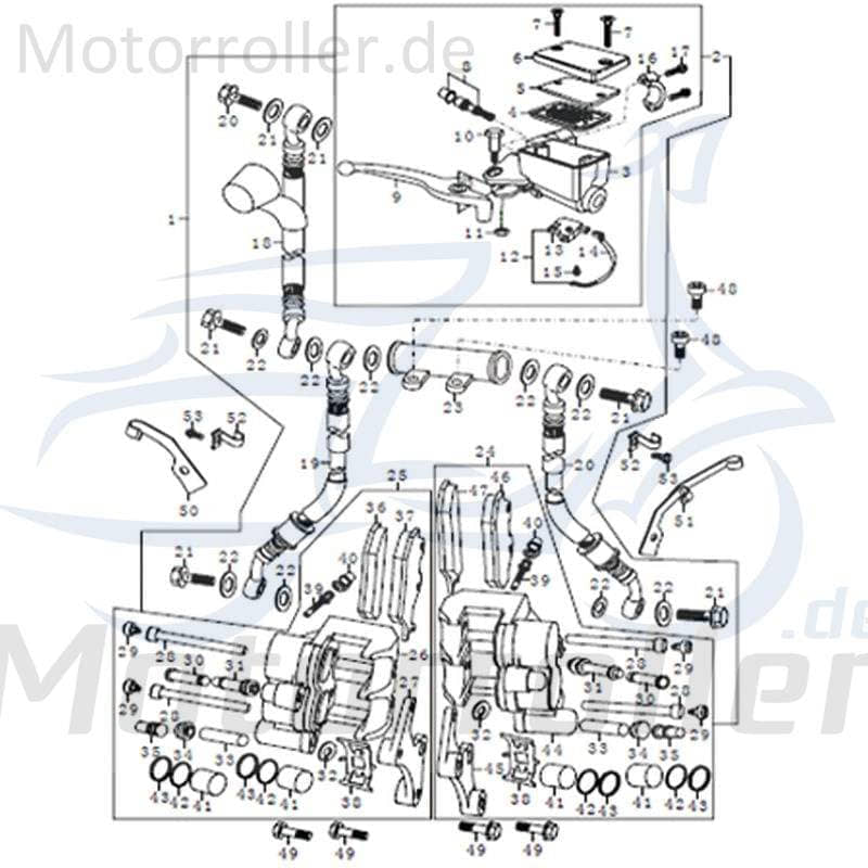 Kreidler STREET 125 DD Bremsschlauch Bremsleitung Roller 125ccm 4Takt FIG.C12-18 Motorroller.de Hydraulikschlauch Hydraulik-Schlauch Hochdruckleitung