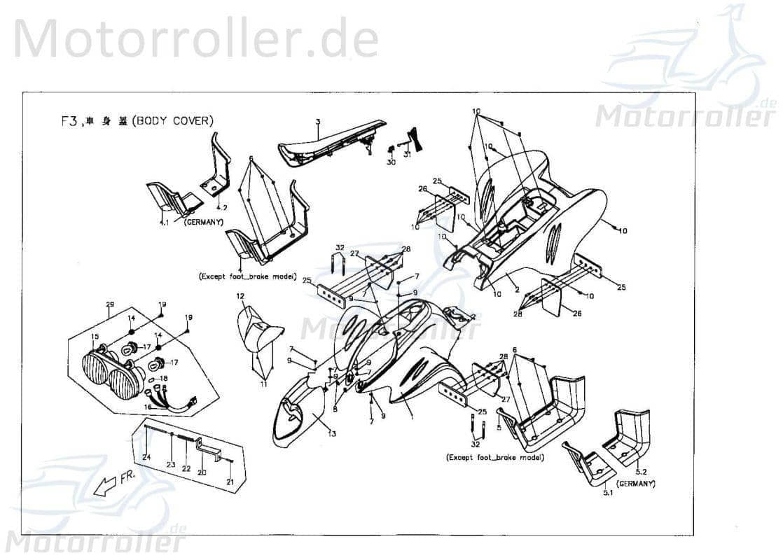 PGO Deckel vorn X-Rider 90 Kappe Verkleidung Schutz Quad ATV X2701020000 Motorroller.de Blende Abdeckung Haube Abdeckhaube Schutzhaube Überdeckung UTV