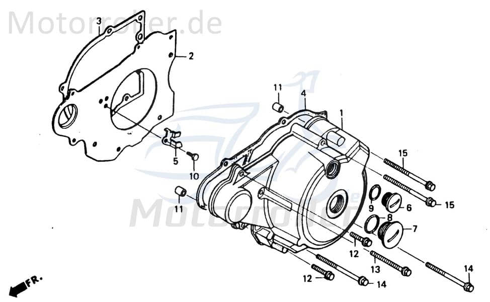Chunlan Chopper Dichtung rechts 125ccm 4Takt ABB-P12-NO.-03 Motorroller.de Abdichtung rechte 244FM Motorrad Moped Ersatzteil Service Inpektion