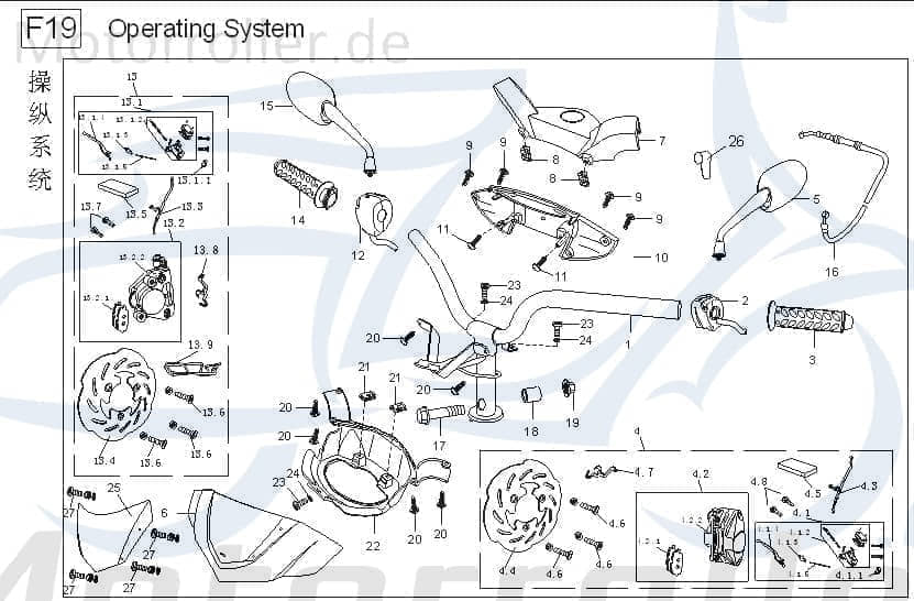 Flanschschraube M8x40mm verzinkt Baotian 50ccm GB-T5789-M8X40 Motorroller.de Bundschraube Maschinenschraube Flansch-Schraube Maschinen-Schraube 139QMB