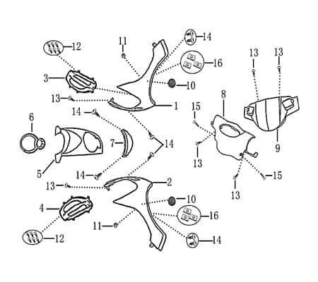 Jonway E-Rex Lenkerverkleidung 50ccm elektro 702454 Motorroller.de Frontverkleidung Frontschürze Frontmaske Lenkerabdeckung Front-Cover Front-Schürze