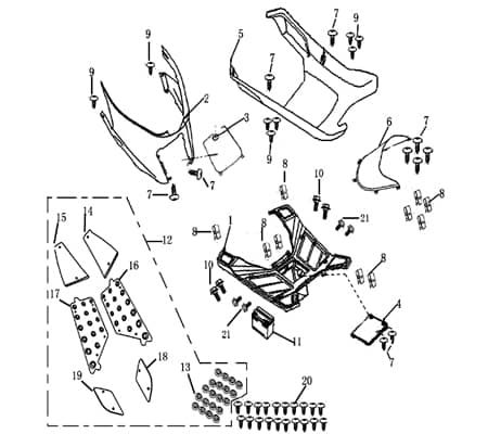 Alu Trittblech Set RS750 Fussbrett Motorroller 700951