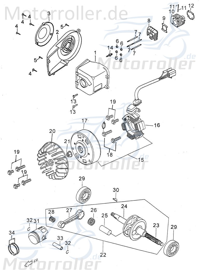 PGO PMX 50 Zylinder 50ccm-2Takt Motorzylinder Grauguss 50ccm 2Takt P10640100001 Motorroller.de Grauguss-Zylinder Gusszylinder Aluzylinder Scooter