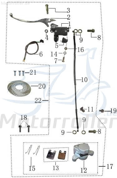 Bremssattel silber vorn links 2Takt 50ccm 50-16-284-000