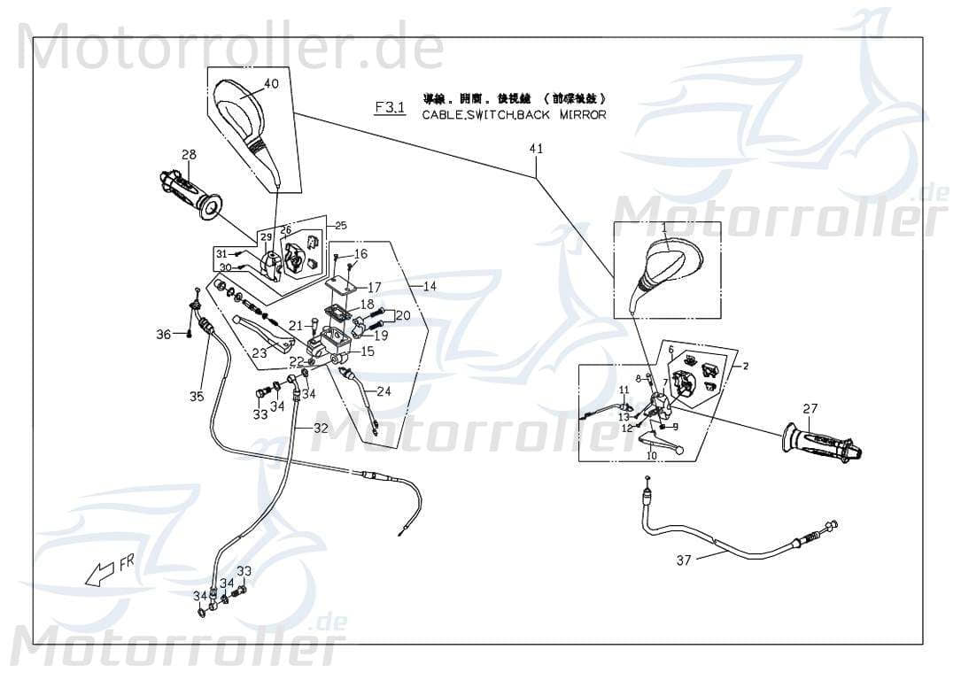 PGO Bremshebel links G-Max 50 Handbremshebel Handbremsgriff C25433000005 Motorroller.de Brems-Hebel Bremsarm Brems-Arm Brems-griff Bremsnockenhebel